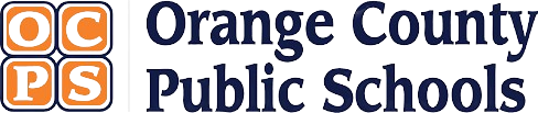 Orange County Public Schools logo with colorful square letters