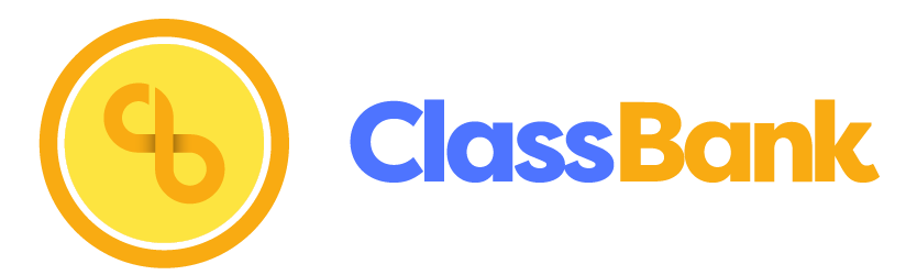 ClassBank logo with yellow coin icon and brand name in blue and orange text.